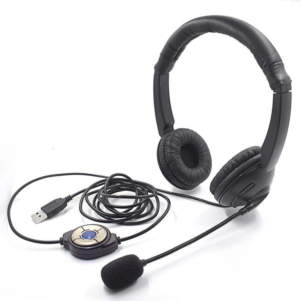 Usb Headset Met Microfoon En In-Line Controle On-Ear Hoofdtelefoon Voor Gaming, Skype, Kantoor, conferentie