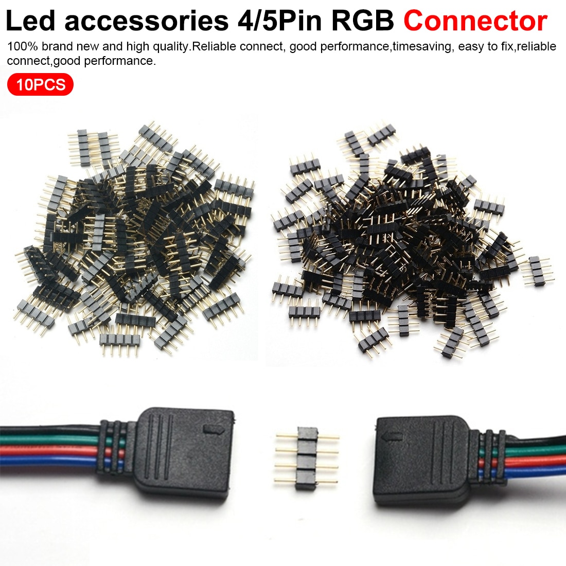 Mooie Led Accessoires 4 Pin/5Pin Rgb Connector Adapter Pin Naald Mannelijke Type Voor Rgb/Rgbw 5050 3528 led Strip Licht