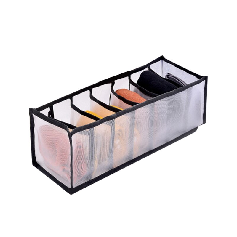 Underwear Bra Organizer Storage Box Drawer Closet Organizers Divider Boxes For Underwear Scarves Socks Bra: black-7grids