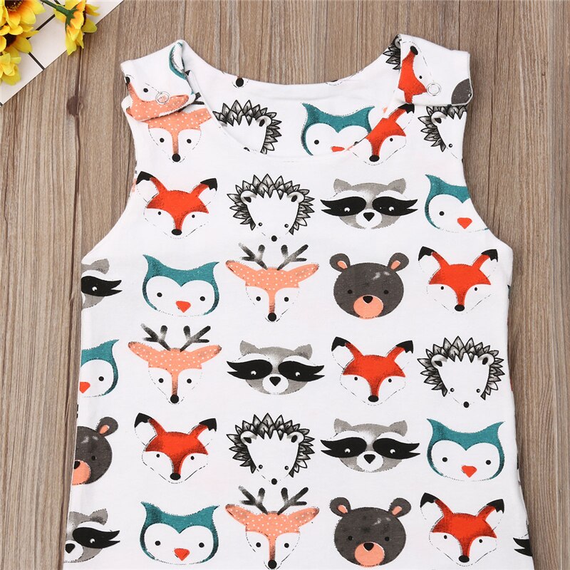 0-24M Kerst Pasgeboren Kid Baby Meisjes Jongen Kleding Mouwloze Cartoon Dieren Romper Leuke mooie Zoete Jumpsuit Outfits