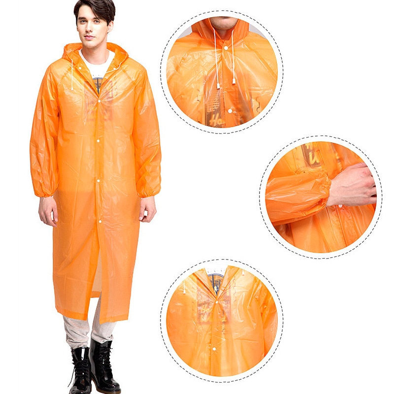 1 PC PEVA Raincoat Thickened Waterproof Rain Coat Women Clear Transparent Camping Portable Waterproof Rainwear Universal