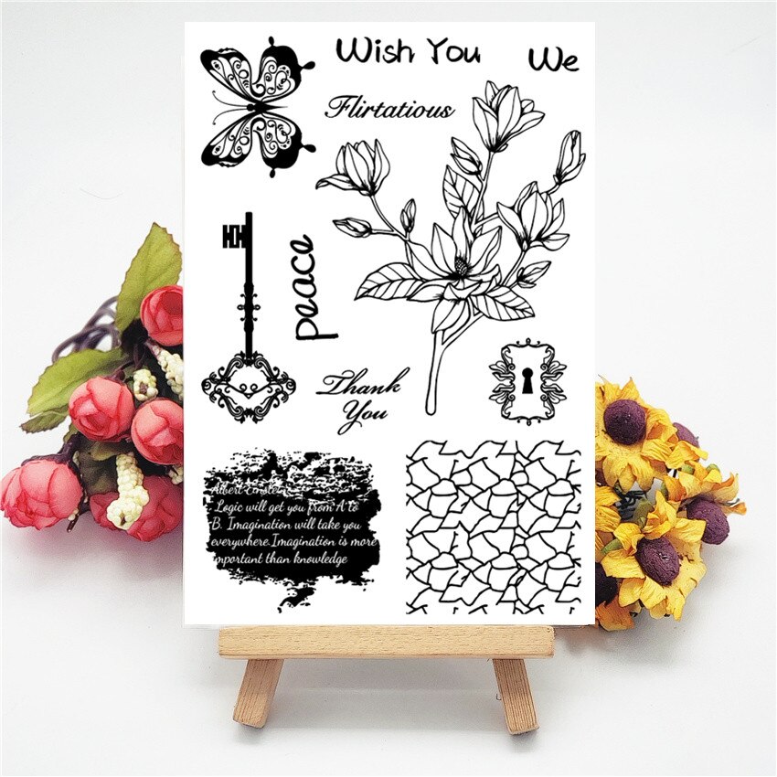 11X16Cm Bergtoppen Transparante Afdichting Clear Postzegels Siliconen Afdichting Roller Postzegels Diy Scrapbook Album/Kaart Productie: butterfly poetry