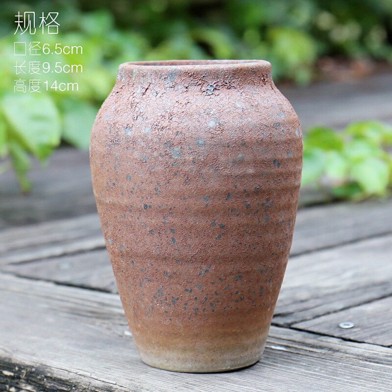 Ceramic Flower Pot Large Round Succulent Rust Old Pile Flower Pot Breathable Retro Potted High Mouth Flower Pot: R