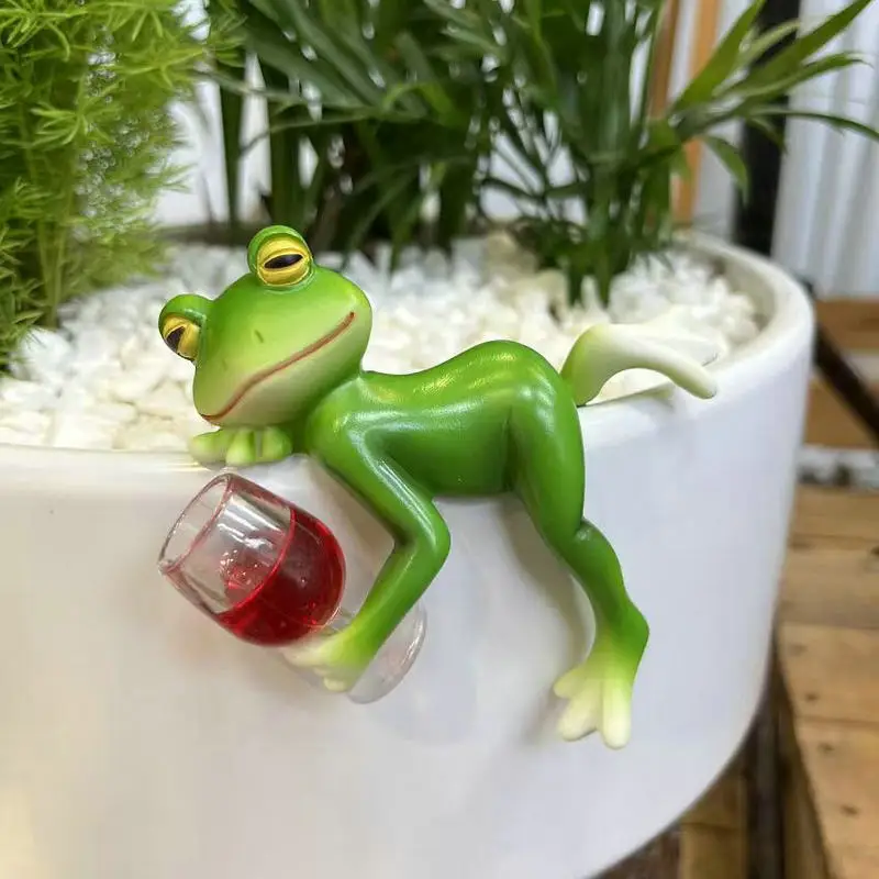Cuenco de rana colgante con borde de maceta, colgante decorativo de cristal para pecera, colgante para patio al aire libre, adorno de resina animal de simulación: Amarillo claro