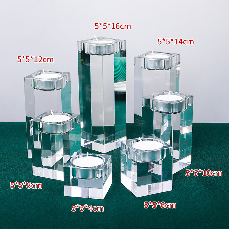 Cubo portavelas de cristal centros de mesa candelabros de cristal decoración mesa votiva soporte de vela, accesorios de decoración del hogar
