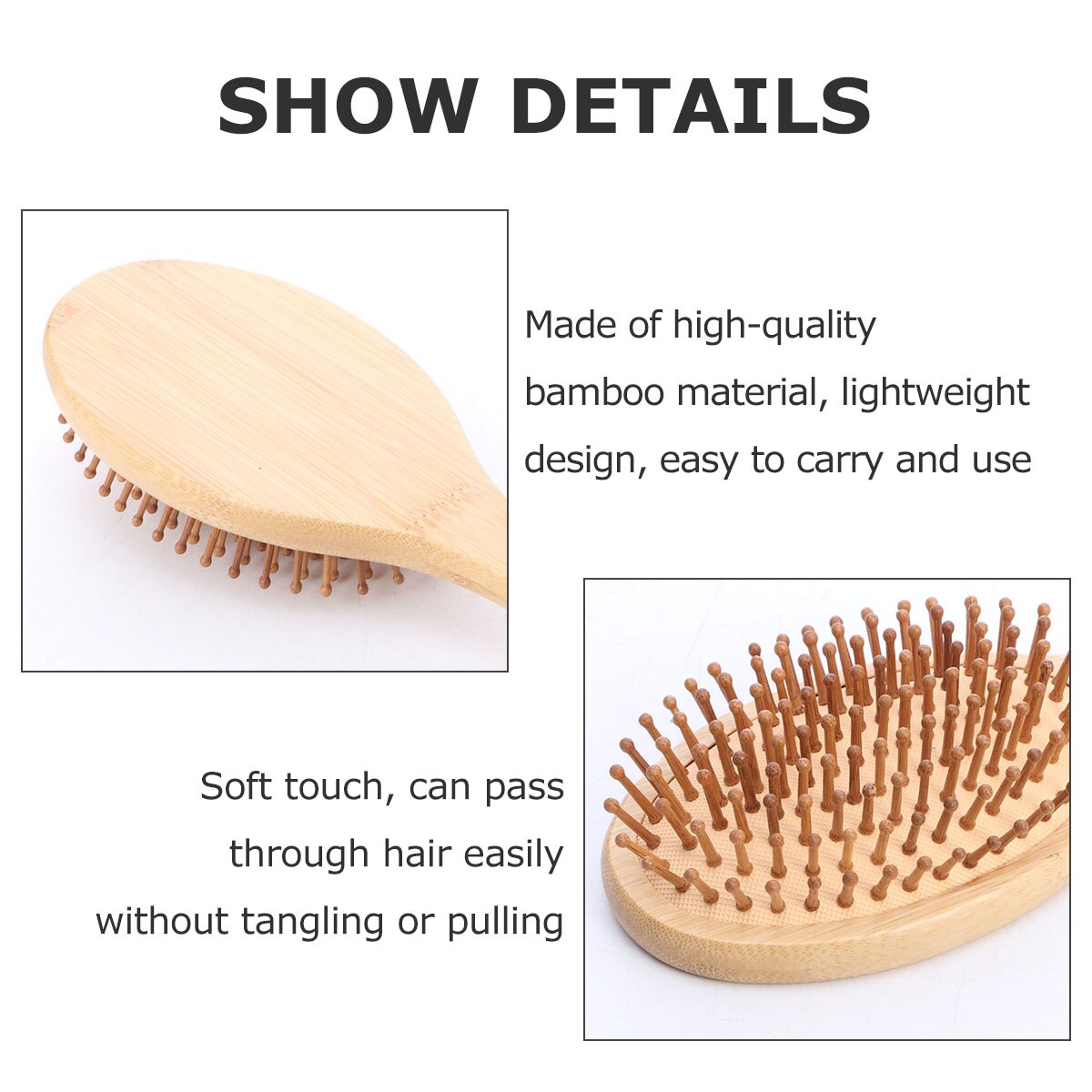 Peine de masaje de bambú para hombre y mujer, cepillo antiestático para desenredar, herramienta de masaje para la cabeza de niños