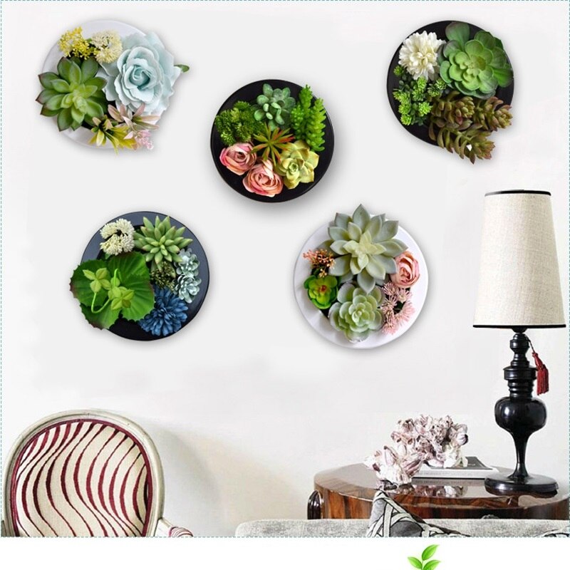Nordisk simulation sukkulent grøn plante blomster dekoration vægophæng ramme butik ornamenter væg hjem dekorationer kunstige planter