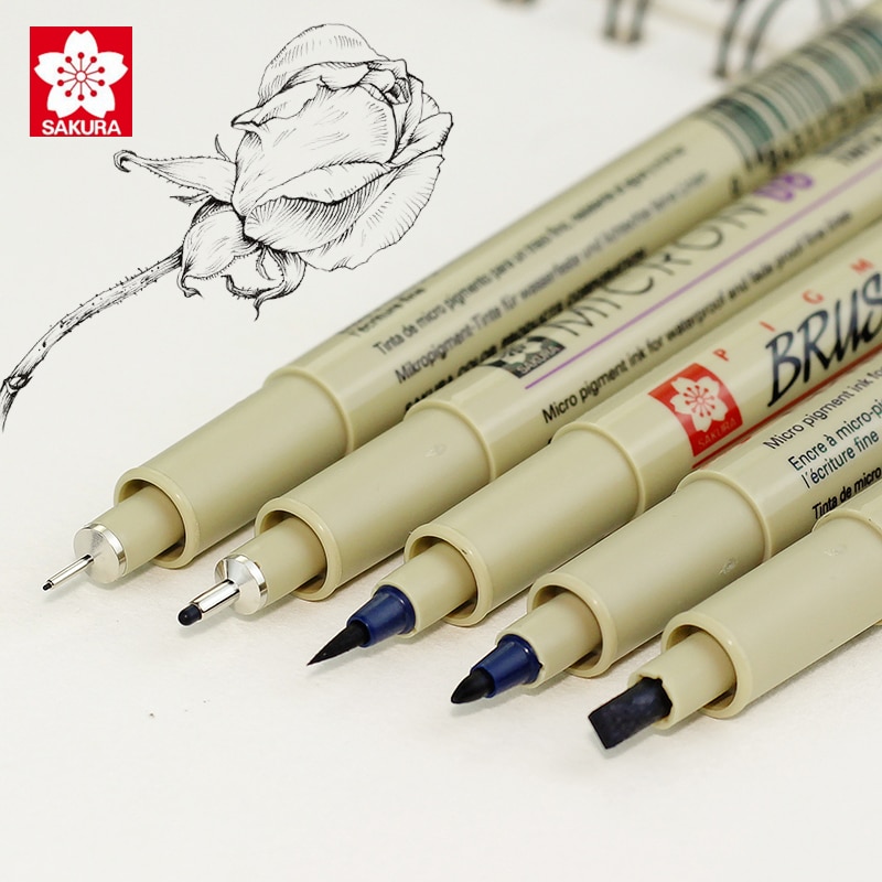 Sakura Pigma Micron Poreuze Balpennen Waterdichte Brush Pen Set Naald Tekening Pen Comic Handgeschilderde Water-gebaseerd Haak Lijn Pen