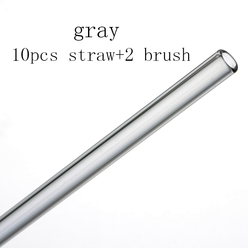 Paille en verre réutilisable faite à la main avec 2 pièces, brosse de nettoyage , pipette droite en verre, Tubularis: gray