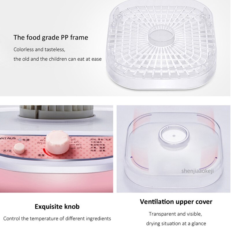 Déshydrateur d'aliments à 5 couches, mini machine à fruits secs JZE-R2, séchoir multifonction pour fruits/légumes/viande, 220v