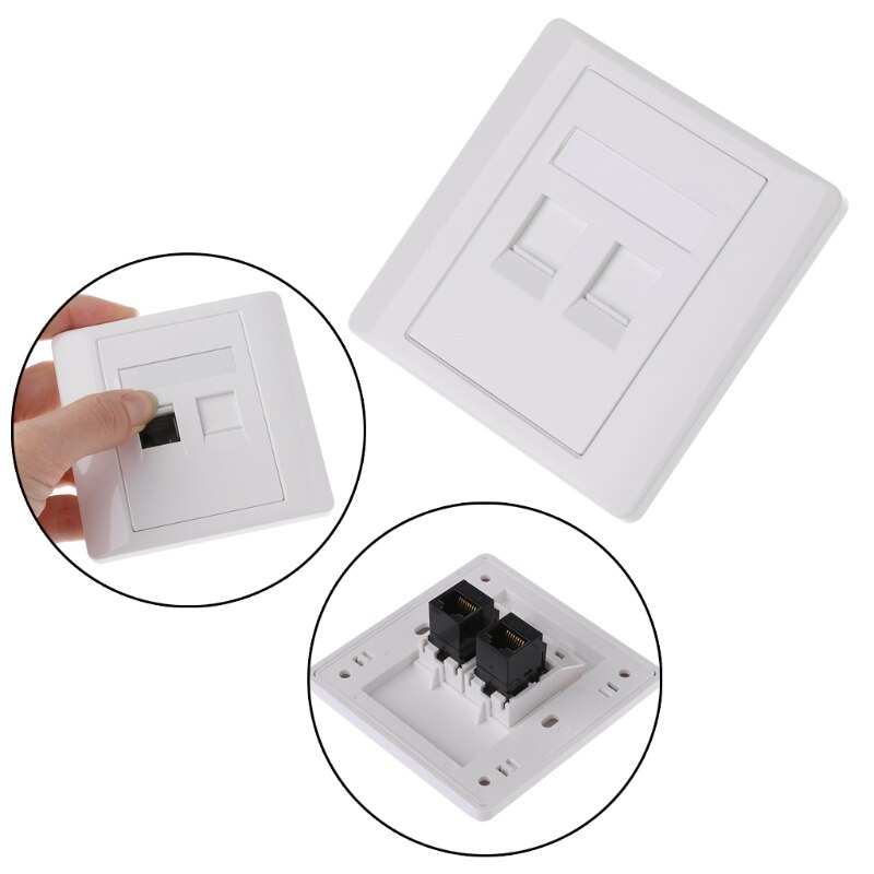 2 Ports CAT5 RJ45 Network Wall Plate With Female To Female Connector