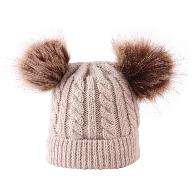 URDIAMOND Winter Hat For Girls Baby Boys Pom Poms Hat Kids Knitted Beanies Thick Baby Hat Infant Toddler Warm Cap