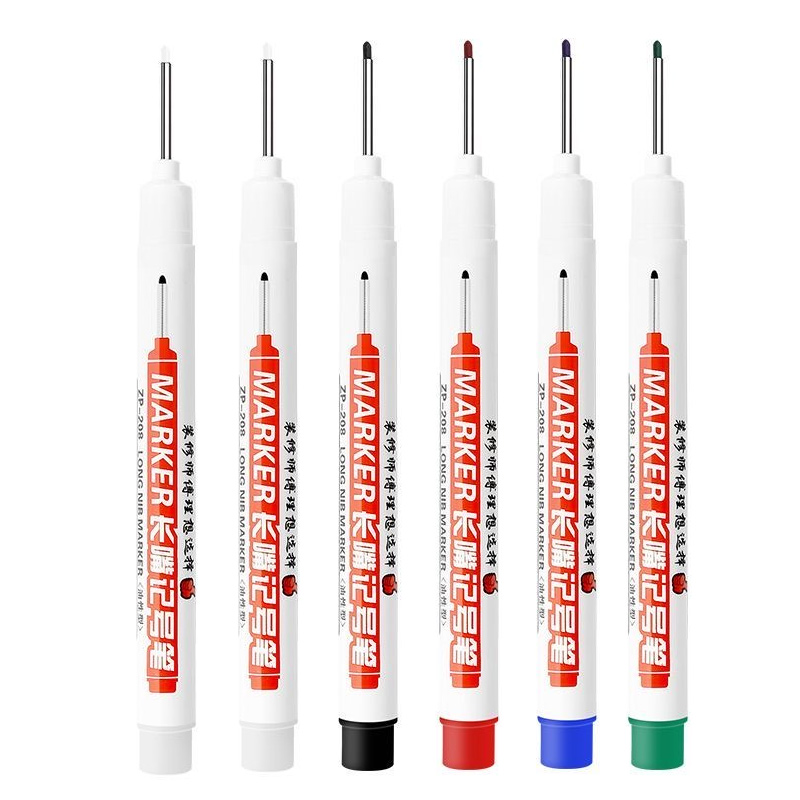 Rotulador de Punta larga de 6 piezas, puede agregar tinta, agujero profundo, bolígrafo largo, escribir tinta blanca y negra, posicionamiento de fábrica multipropósito, Punta 0,7-1,0