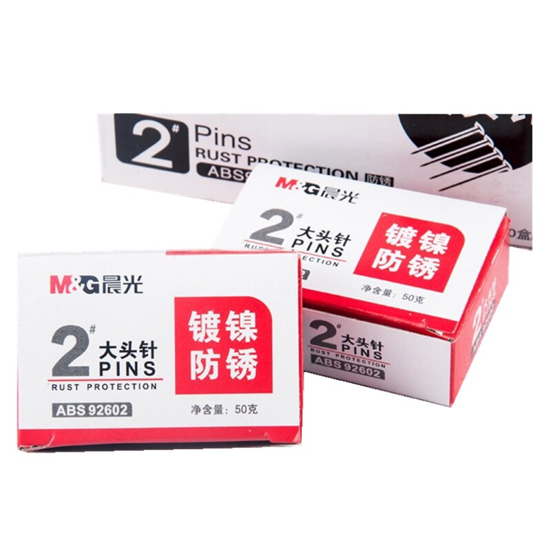 Stationery Binding Tools Staple Pins M&amp;g Metal Straight Office Silver 50g 2# Size Standard School Pack Good Abs92602