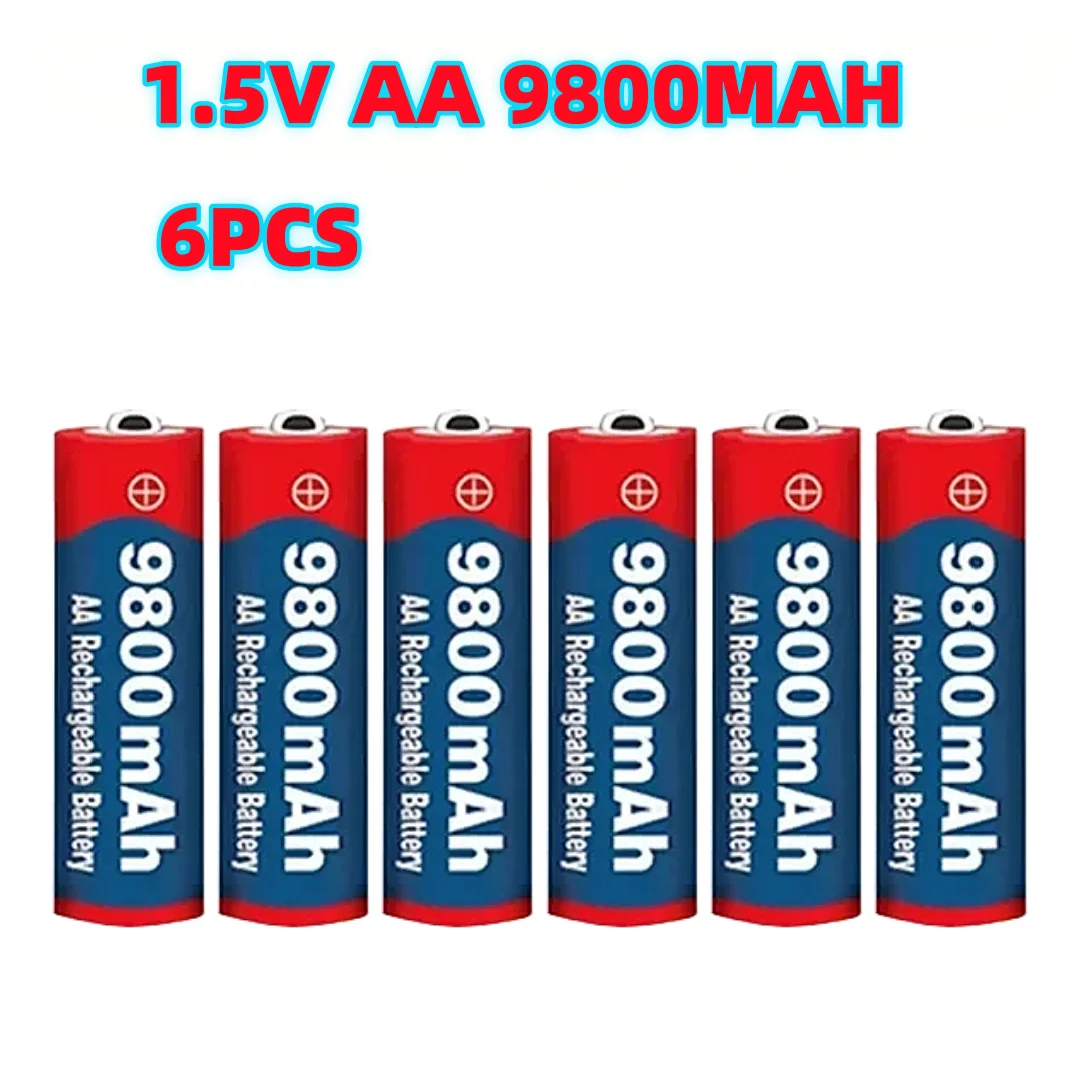 1,5 V AA 9800 mAh wiederaufladbarer Akku 100 % Original hochwertiges AA für LED-Leuchten, Spielzeugkameras, Mikrofonbatterie: Beige