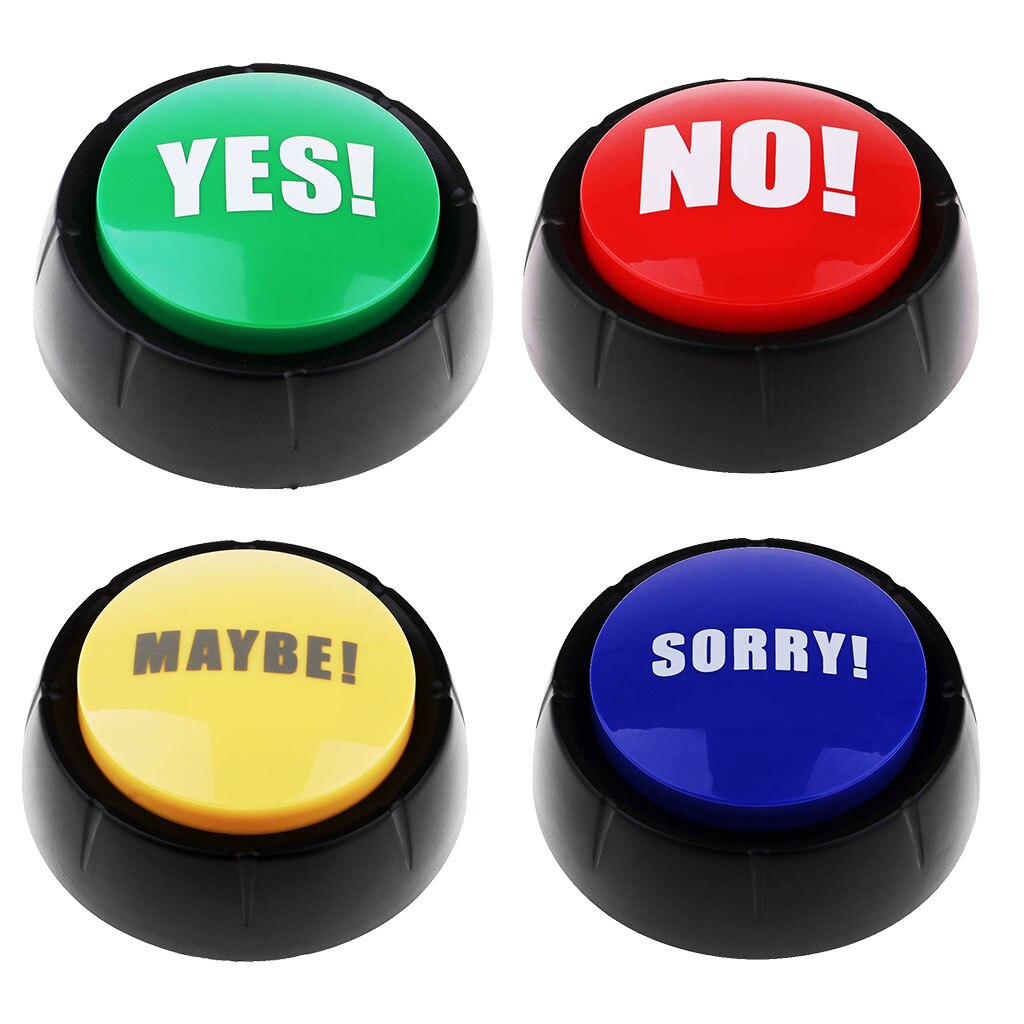 Maybe Button Sound Box Talking Effect Buttons-Yellow(MAYBE),Red(NO),Blue(SORRY),Green(YES)