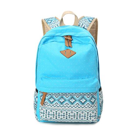 DIOMO toile sacs d'école femme sacs à dos pour adolescentes cartable sac à dos féminin sac à dos: Sky blue