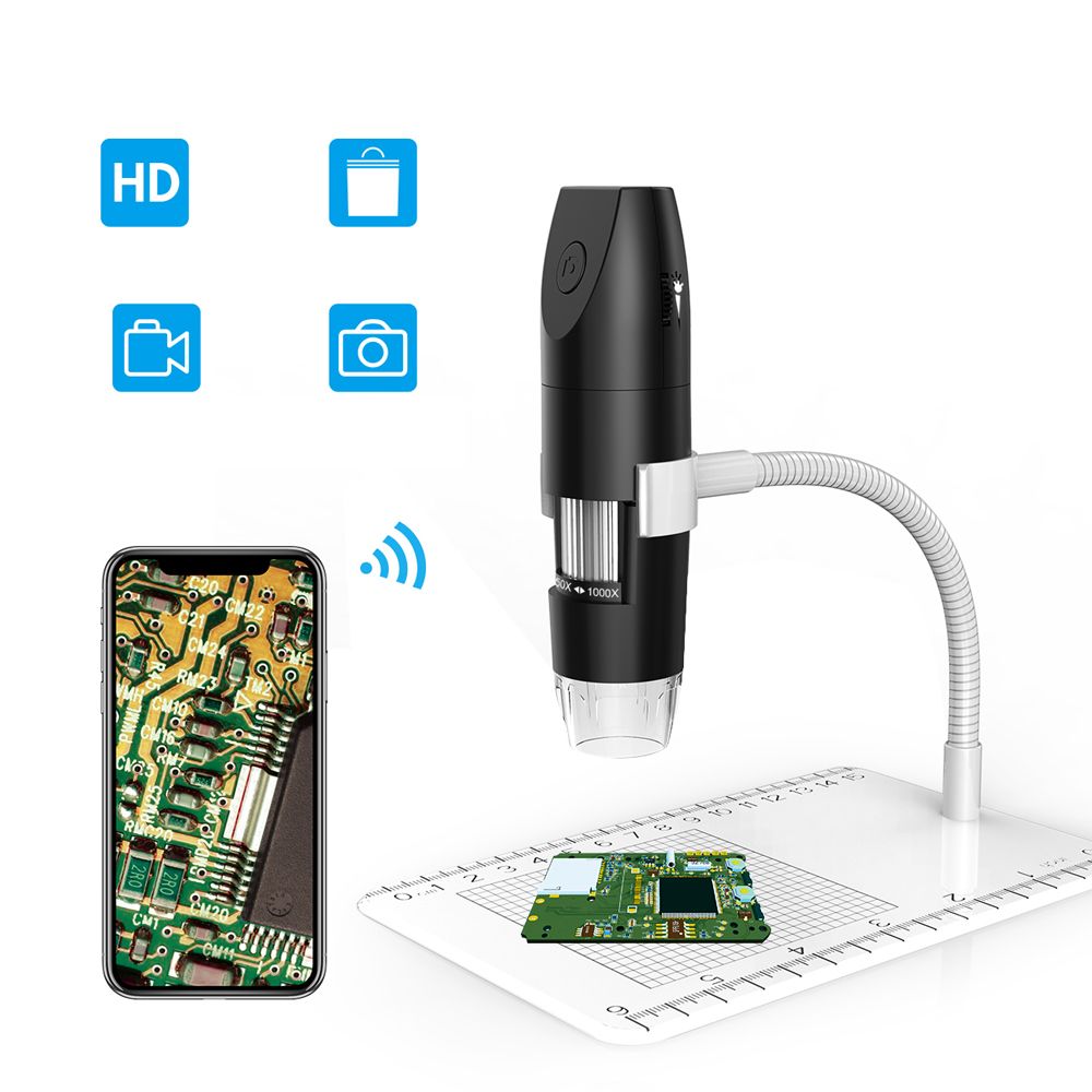 1000x WiFi Digital Microscope inskam316 Portable HD 1080P USB Microscope Camera with Snake-Tube Bracket SwitchFor IOS Android PC
