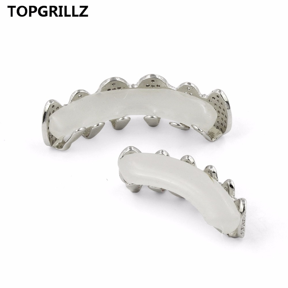 Topgrillz Classic 6/6 Hip Hop/Punk Tanden Grillz Set Goud Zilver Kleur Top &amp; Bottom Grills Dental Mond Caps cosplay Party