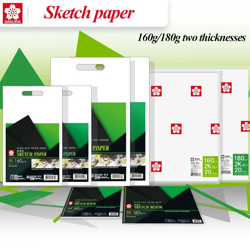 SAKURA 20Sheet 2K/4K/8K Sketchbook Thicken Sketch Paper Art Painting Graffiti Drawing Notebook Beginners Student Art Supplies