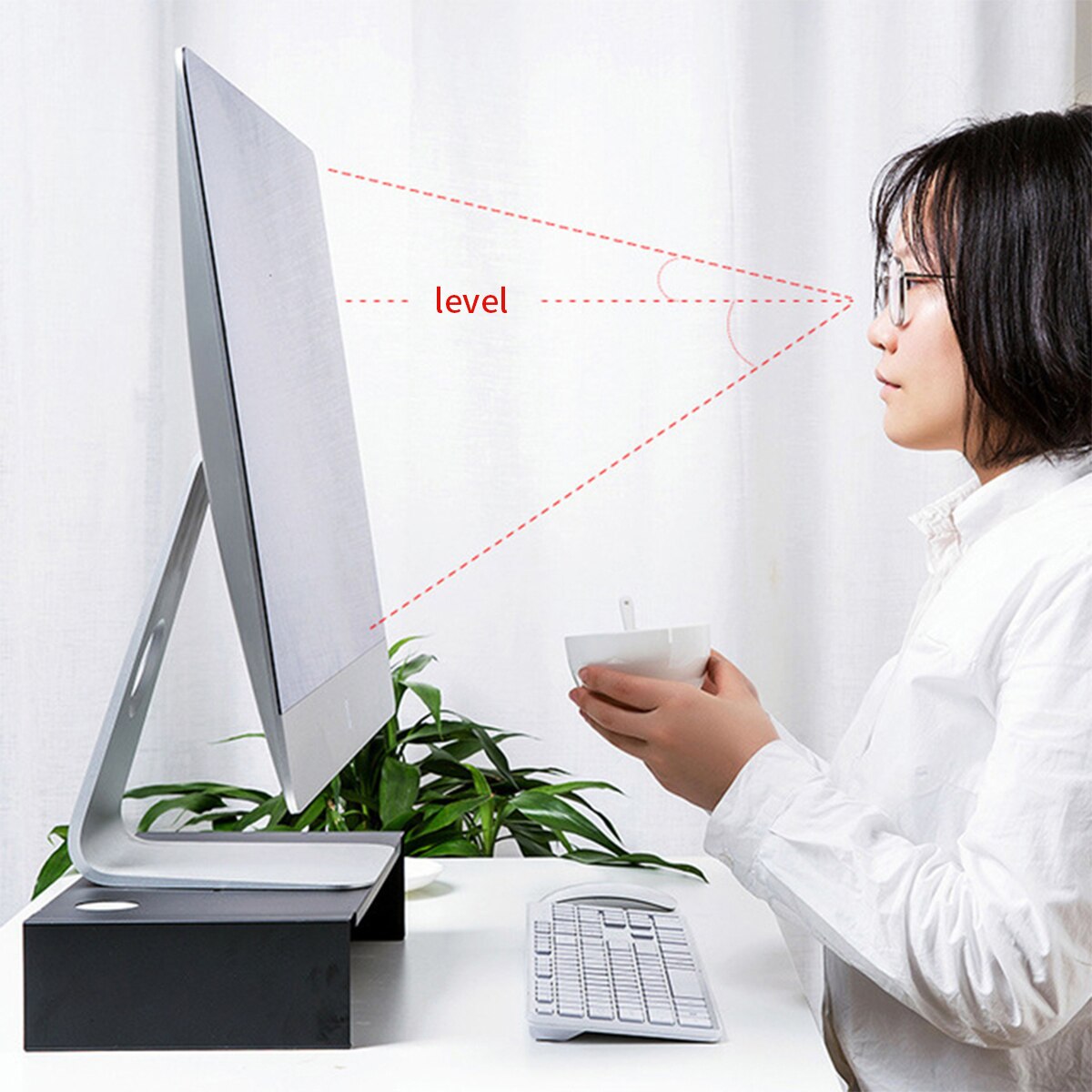 Computer Monitor Stand Riser Desk Laptop Organizer with Pen Panel Grooves and Cable Storage Hole for Home Office