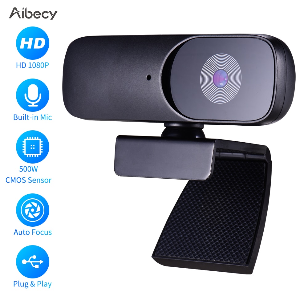 Aibecy Full HD 1080P Webcam CMOS 500W Web Camera with Microphone Support Auto Focus USB Computer Camera Plug and Play web cam