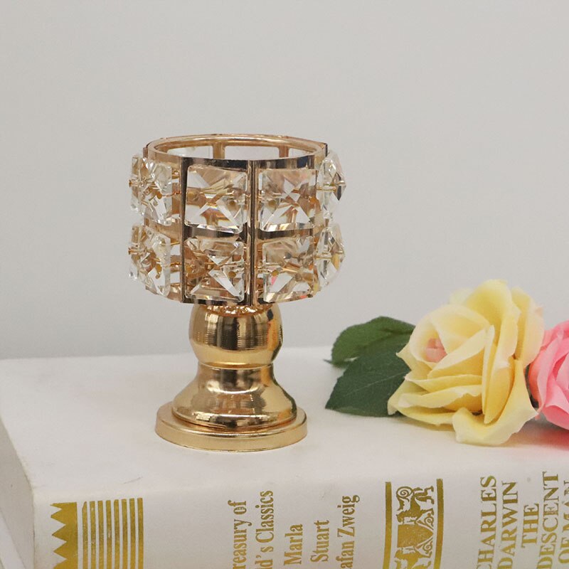 Mini cristal bougeoir or mignon chandelier ornement décoration de mariage centres de Table chandelier pour fête décor à la maison