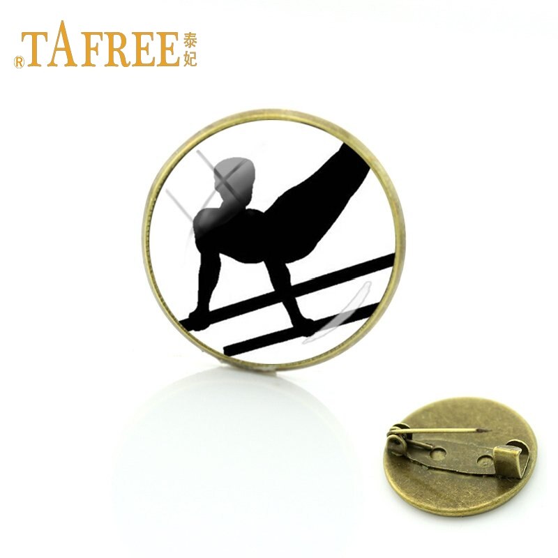 TAFREE Gymnastiek beweegt Glas cabochon dome art foto Broche sport liefhebbers gedenkteken broche kleding accessoires sieraden GY172: GY168