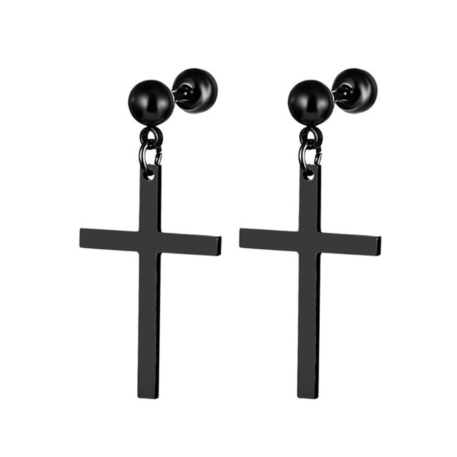 Men Earrings Geometric Titanium Stainless Steel Punk Couple Love Stud Earrings Goth Ear Cuffs Clip-on Earrings for Women Jewelry: Style 9