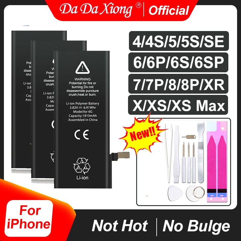 Batteria Del Telefono Mobile di alta Qualità Per il iPhone 4 4S 5 5S 5C SE 6 6S 7 8 più di X XR XS Massima della batteria batterie di Ricambio