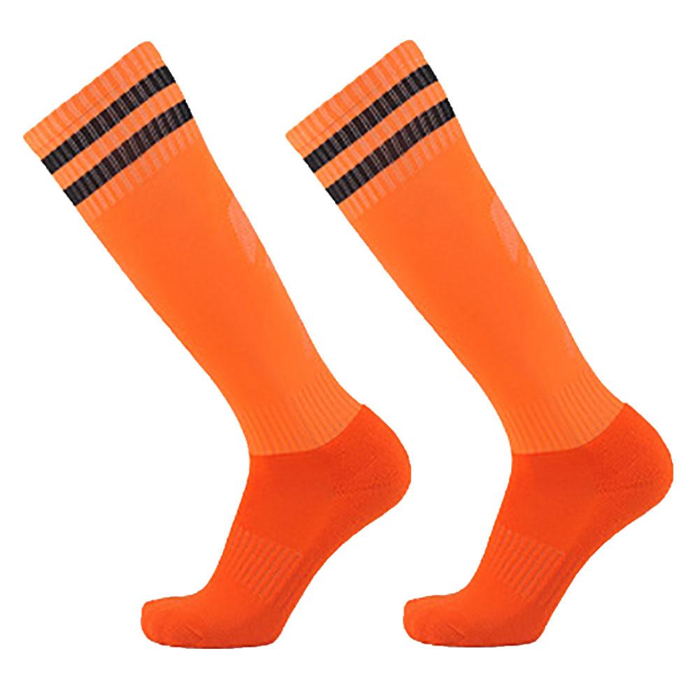 1 Pair Sports Socks Knee Legging Stockings Soccer Baseball Football Over Knee Ankle Adults Children Sweat Absorption Socks: Orange Black / Child 19cm