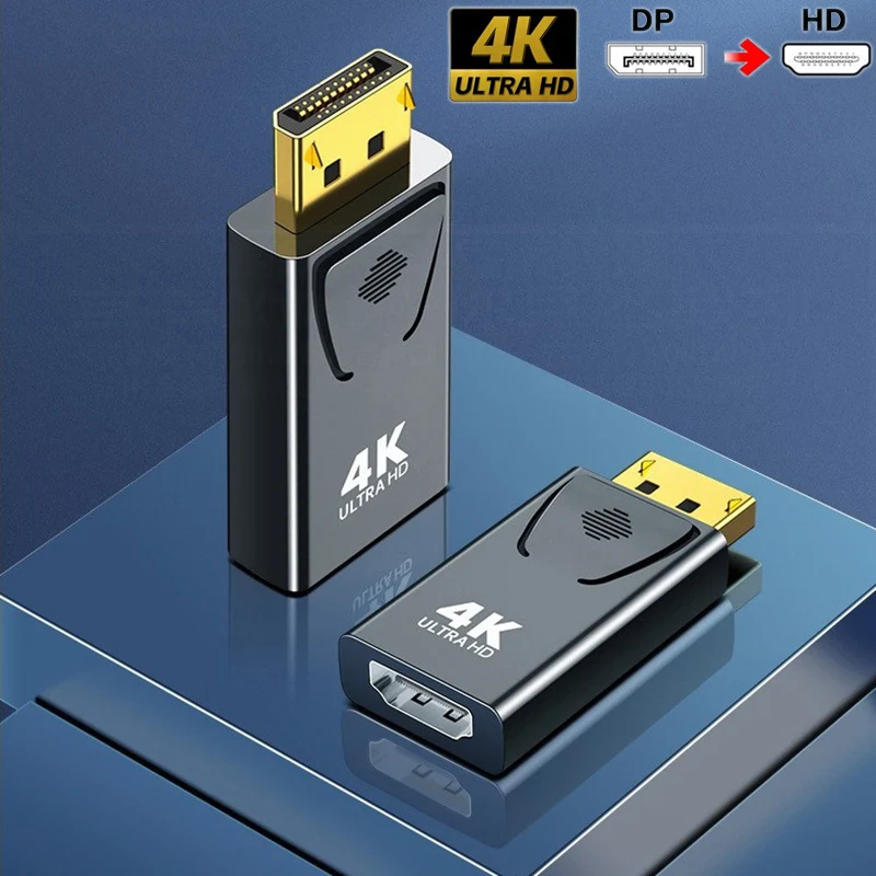 Dp til hdtv-stik 4k displayport dp til hdmi-kompatibel adapterkonverter video-lydstikkontakt til tv bærbar computer