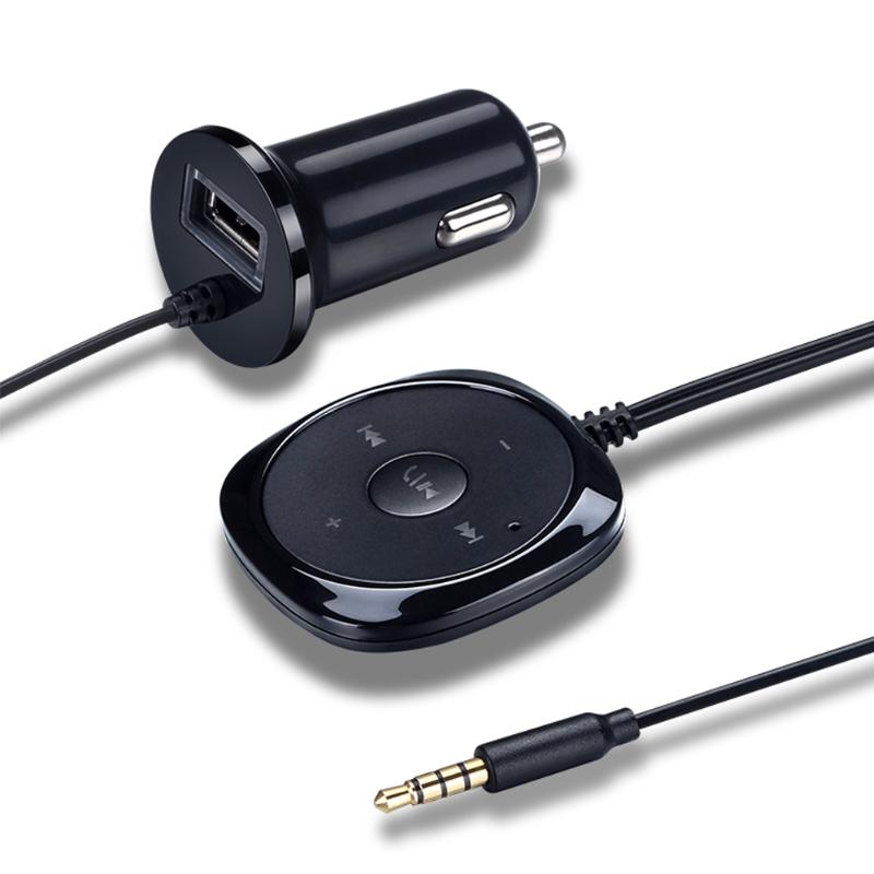Auto Kit Muziek Ontvanger Bluetooth Aux Draadloze 3.5mm Adapter Handsfree LED Auto AUX Speaker met USB Car Charger Voor telefoon 6 7