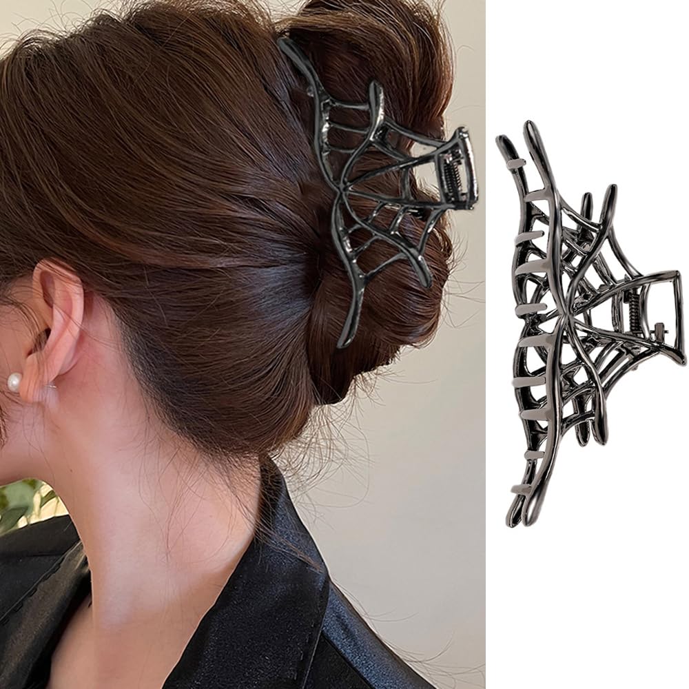 Spider Web Metal Hair Crab Clips Alloy Halloween Hair Claw Clips Hairgrip Hairpin Barrette Clamps Party Hair Accessories: Orange