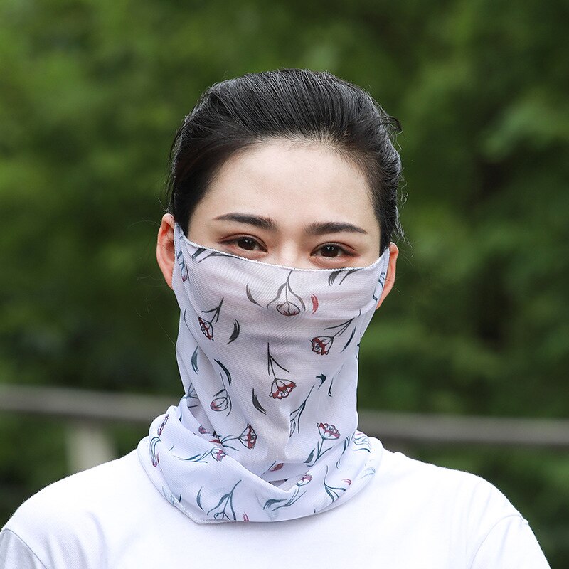Summer Sunscreen Ear-Hanging Face Bandana Sun Protection Face Cover for Women Men Outdoors Activity LDF668 One Size: black roses