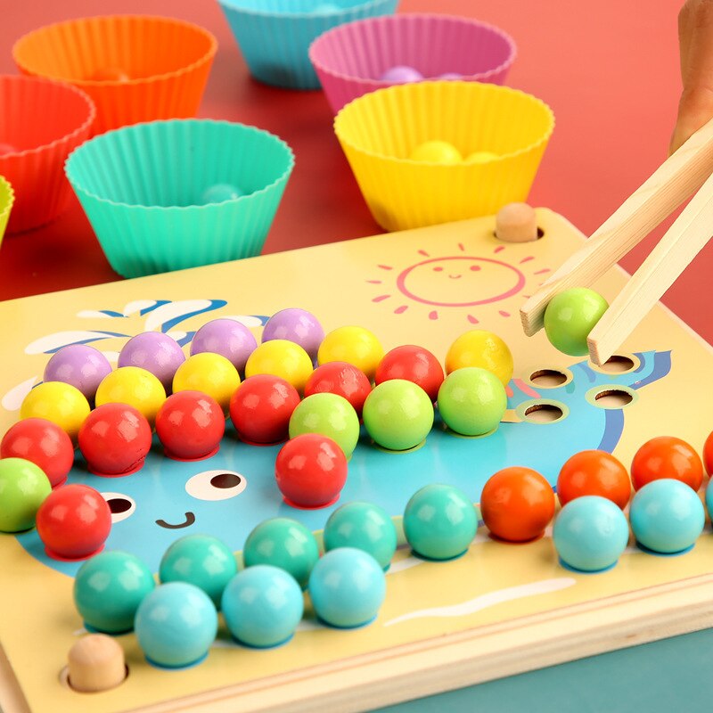 Holz Montessori Kinder Spielzeug Hände Gehirn Training Clip Perlen Puzzle Bord Mathematik Spiel Baby Früh Pädagogisches Spielzeug Für Kinder