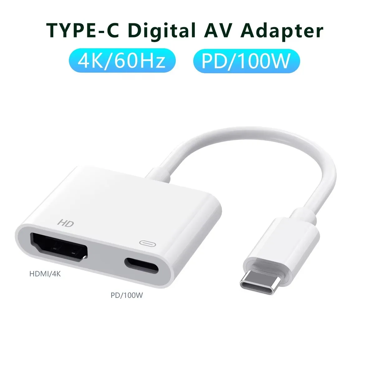 Usb-c til hdmi-adapter for iphone 15/16 to hdtv type c digital av hdmi-adapter med 100w hurtiglading 4k @ 60hz hdmi-konverter: Default Title
