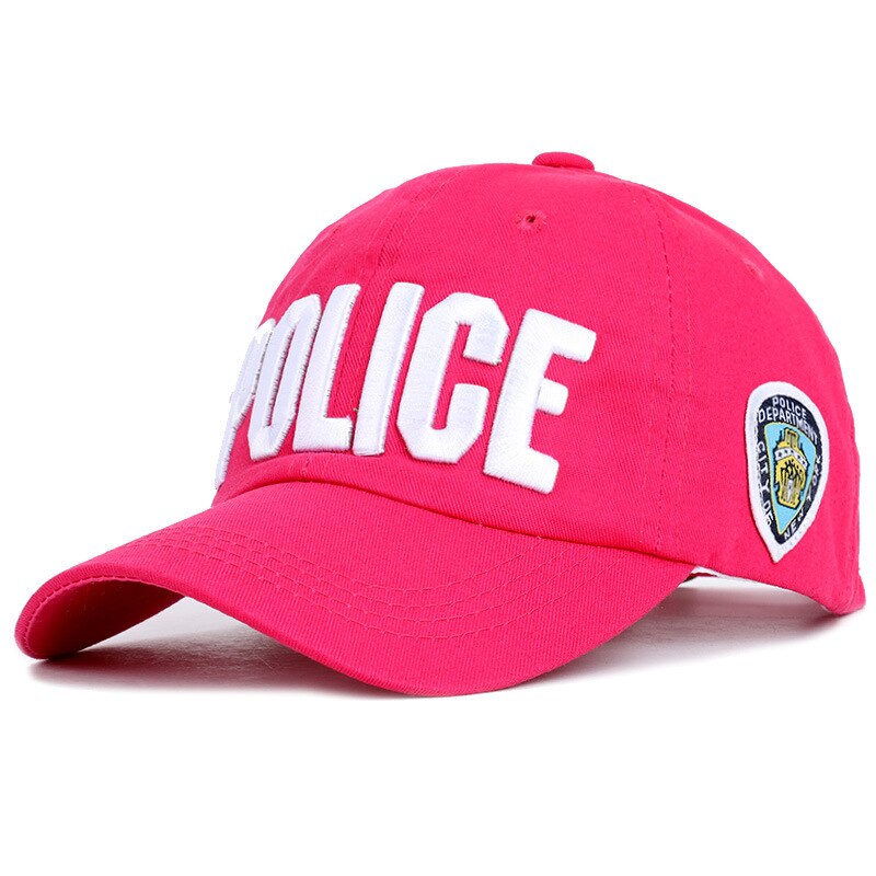 Politi brev far hat nyc bomuld broderi baseball cap snapback unisex skygge cap retro afslappet hat udendørs hætter: Rosenrød