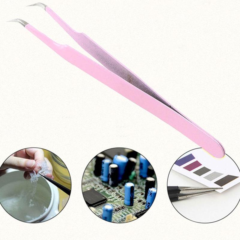 Kleurrijke roestvrijstalen pincet, gebogen/recht, industriële kruisvormige wenkbrauwgereedschappen, antistatische naai-pincet en accessoires  k7 w 1