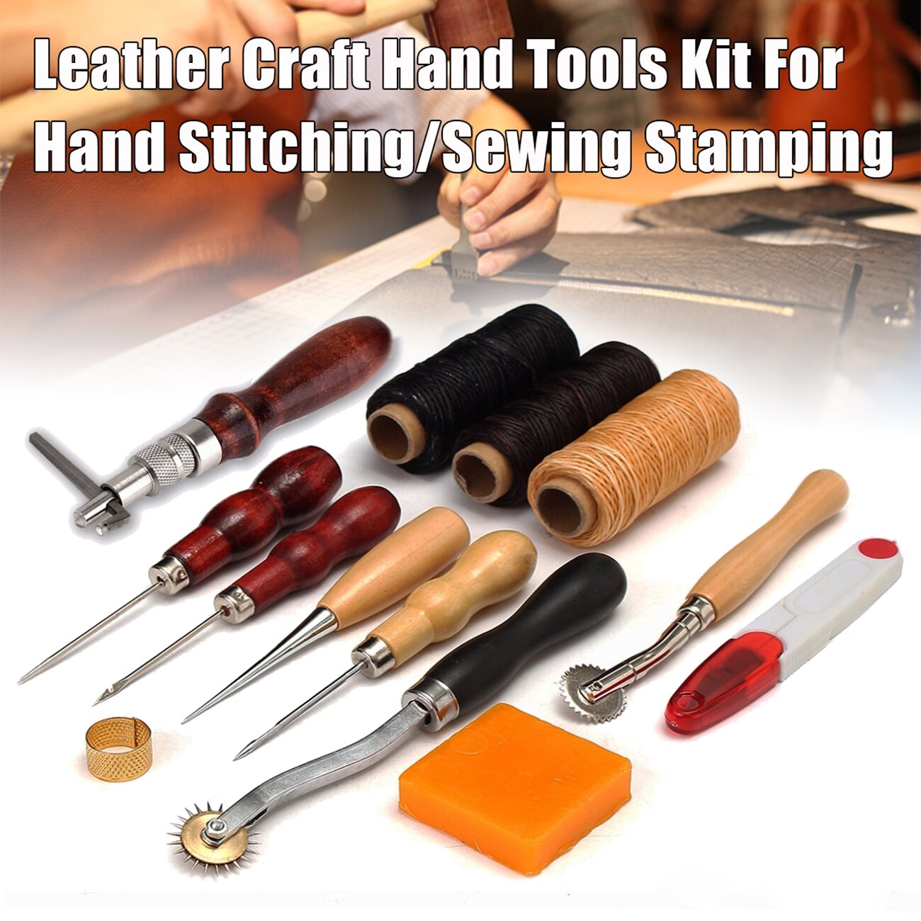 23/37/78Pcs Leather Craft Punch Tools Kit Hand Sewing Stitching Punch Carving Works Saddle Leathercraft Accessories: 14 pcs