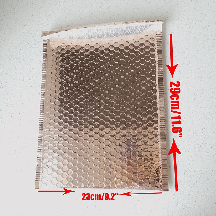 Guldrosa bubbla väska extra tjock poly vadderad bubbla kuvert 25 st 15 x 18cm/18 x 23+4cm multifunktionell mailer för paket: 23 x 29cm