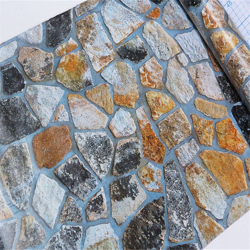 3D PVC Home Decor Wood Grain Wall Stickers Paper Brick Stone wallpaper Rustic Effect Self-adhesive Home Decor Sticker wallpaper