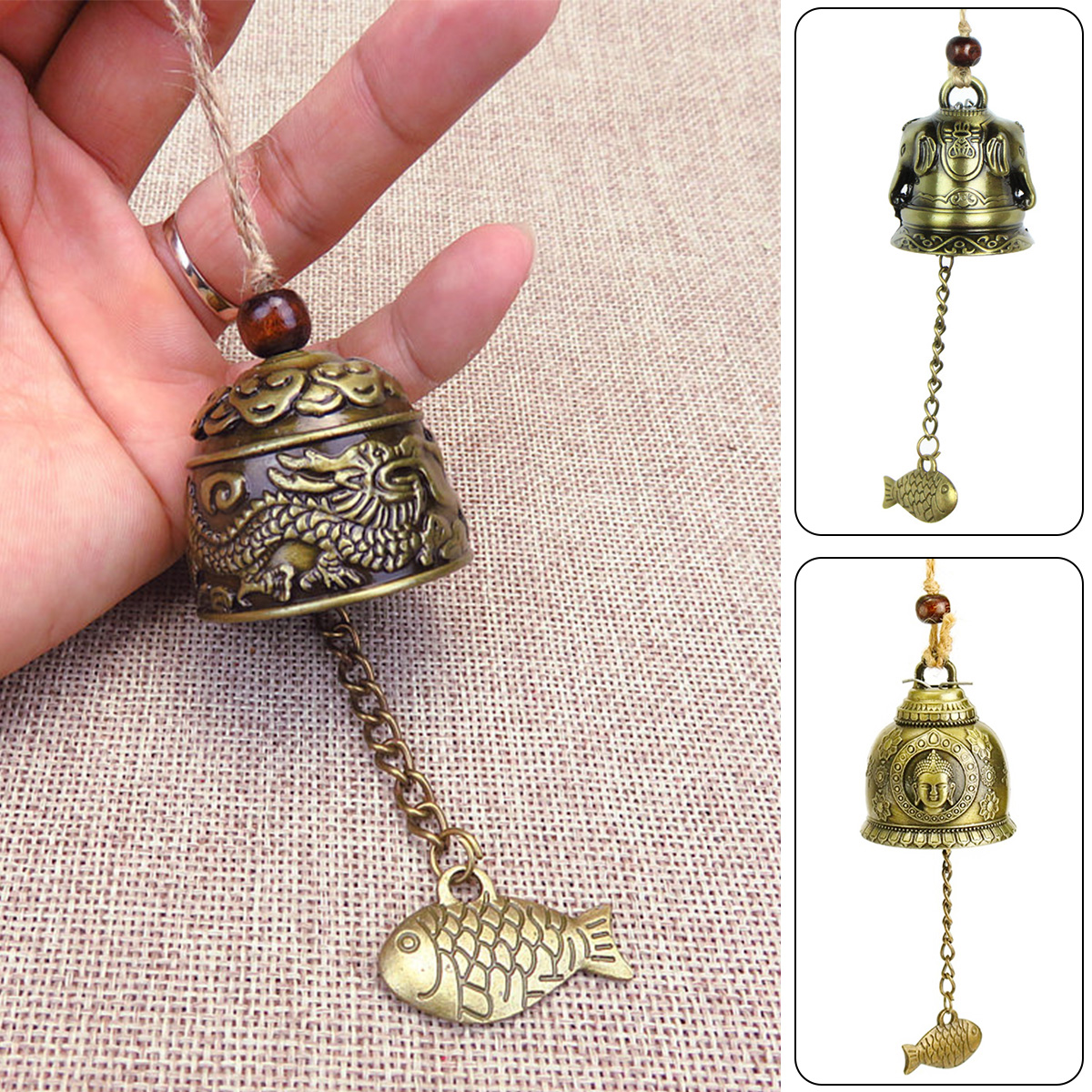 Retro Feng Shui Wind glocke Glücks glocken Retro Buddha Drachen Elefant Wind chinesische Metall glocke für viel Glück Segen Garten dekor