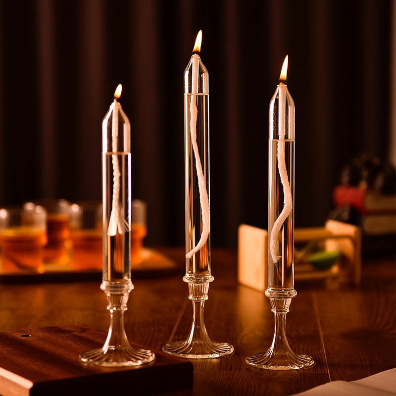 Minimalist Glass Candle Holder Crystals Cylinder Wedding Decoration Table Centerpieces Nordic Style Tea Candle Holder