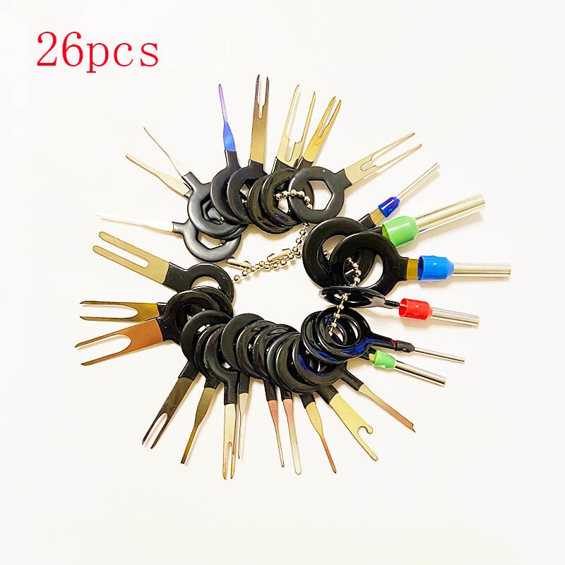 26pcs Car Terminal Removal Kit Wiring Crimp Connector Pin Extractor Puller Terminal Repair Tools: 26pcs