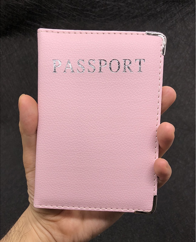 Funda blanda para pasaporte de piel sintética, funda para pasaporte de viaje, funda para pasaporte: Rosa