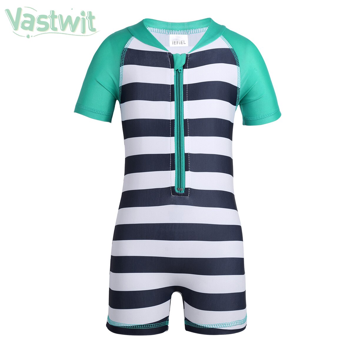 Maillot de bain à manches courtes pour bébés garçons et filles, une pièce, rayé, fermeture éclair, vêtements de plage, UV UPF 50 +, protection contre l'éruption cutanée