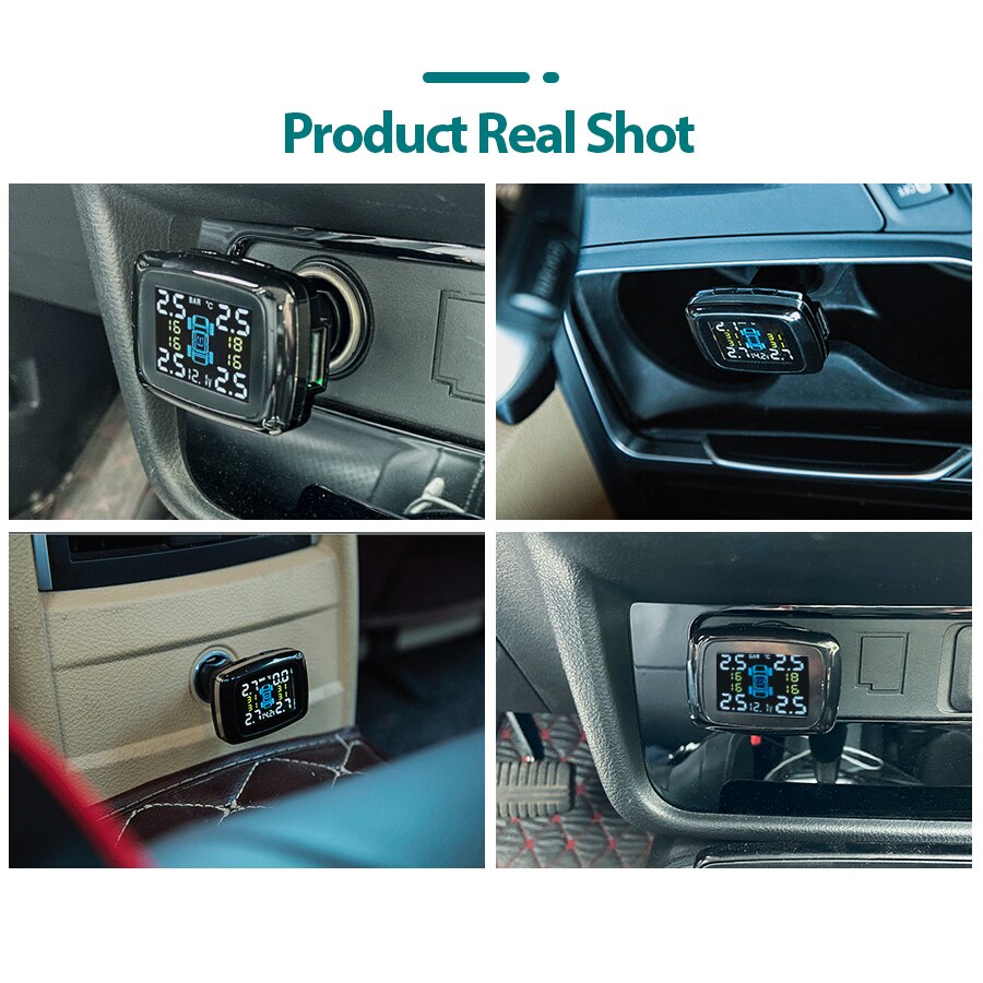 Système de surveillance TPMS de la pression des pneus, capteurs, 4 roues, port USB interne externe, alarme de sécurité automobile, E-ACE