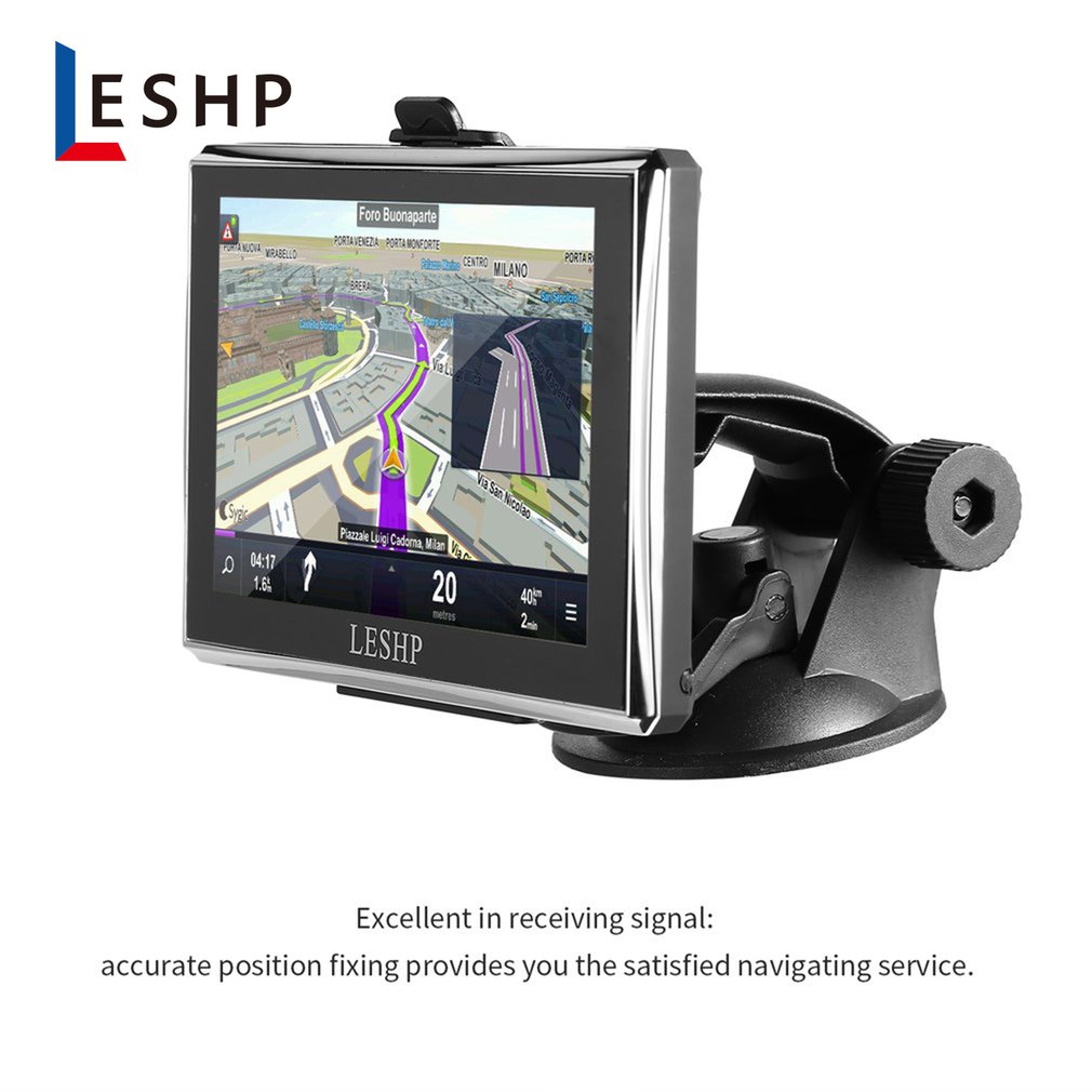 LESHP Black Durable HD Car GPS Global Positioning System Touch Screen Navigation Map Free Upgrade Truck Navigators Automobile