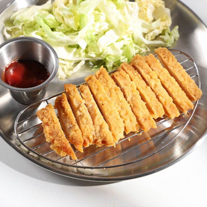 Plato de pollo para picar, plato para picar cerdo, acero inoxidable, redondo, café, ensalada